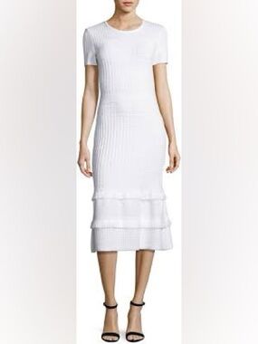 St. John White Textured Knit Dress Size 2 NWT